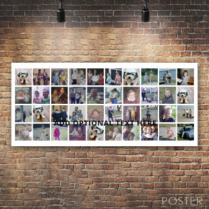 40 Photo Collage - 4 Rows 10 Columns - Black Text Poster