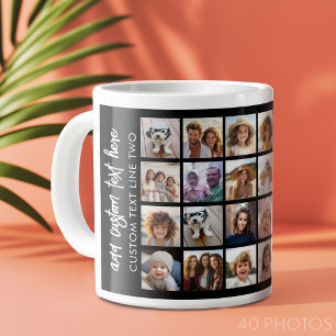 40 Photo Collage - 4 Rows 10 Columns - Script Name Large Coffee Mug