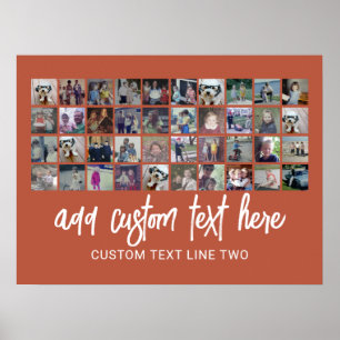 40 Photo Collage - 4 Rows 10 Columns - Script text Poster