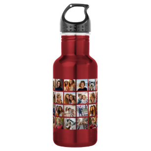 40 Photo Collage - 4 Rows 10 Columns - White 532 Ml Water Bottle