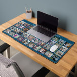 40 Photo Collage - 4 Rows 10 Columns - White Text Desk Mat<br><div class="desc">This trendy party design includes a place for forty pictures or life highlights. If you need to adjust the artwork or change the background colour,  click on the customise button and make changes.</div>