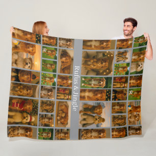 40 Photo Collage Template And Text Personalised Fleece Blanket