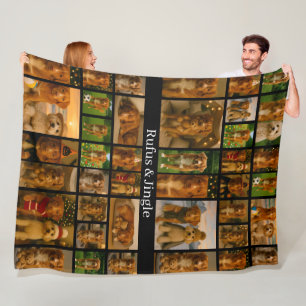 40 Photo Collage Template And Text Personalised Fleece Blanket