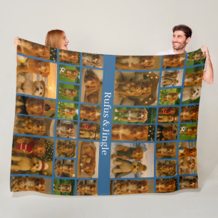 40 Photo Collage Template And Text Personalised Fleece Blanket