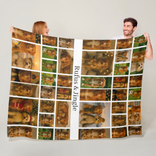 40 Photo Collage Template And Text Personalised Fleece Blanket