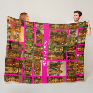 40 Photo Collage Template And Text Personalised Fleece Blanket