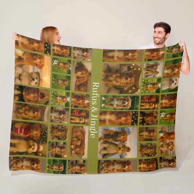 40 Photo Collage Template And Text Personalized Fleece Blanket (In Situ)