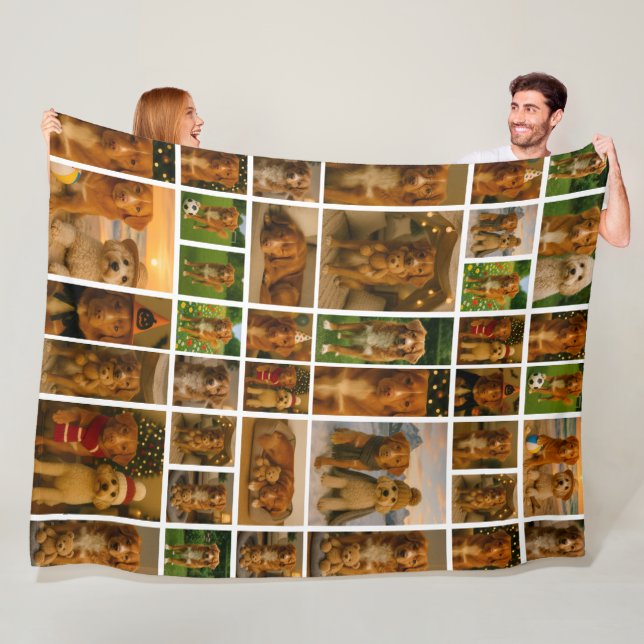 40 Photo Collage Template Personalised Custom Made Fleece Blanket (In Situ)