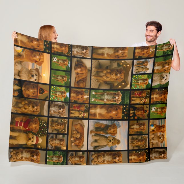 40 Photo Collage Template Personalized Custom Made Fleece Blanket (In Situ)
