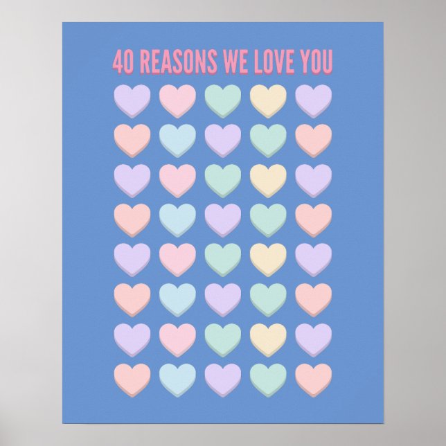 40 reasons We love You - 40th Birthday Gifts Poster (Front)