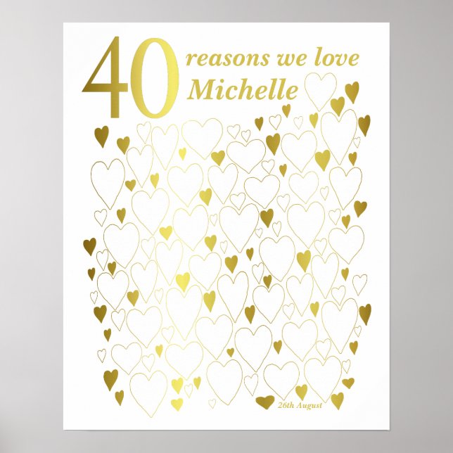 40 Reasons We Love You - 40th Birthday Poster (Front)