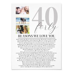 40 Reasons We Love You Gift Art Poster