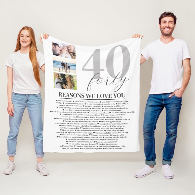 40 Reasons We Love You Gift Art Poster Fleece Blanket (In Situ)