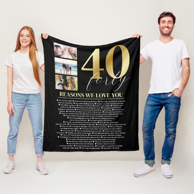 40 Reasons We Love You Gift  Fleece Blanket (In Situ)