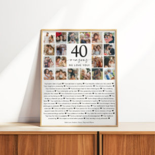 40 Reasons We Love You Photo Collage Keepsake Gift Poster