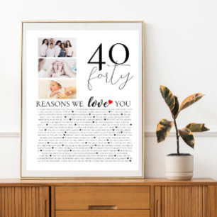 40 reasons why we love you 80th 60th birthday 40th poster