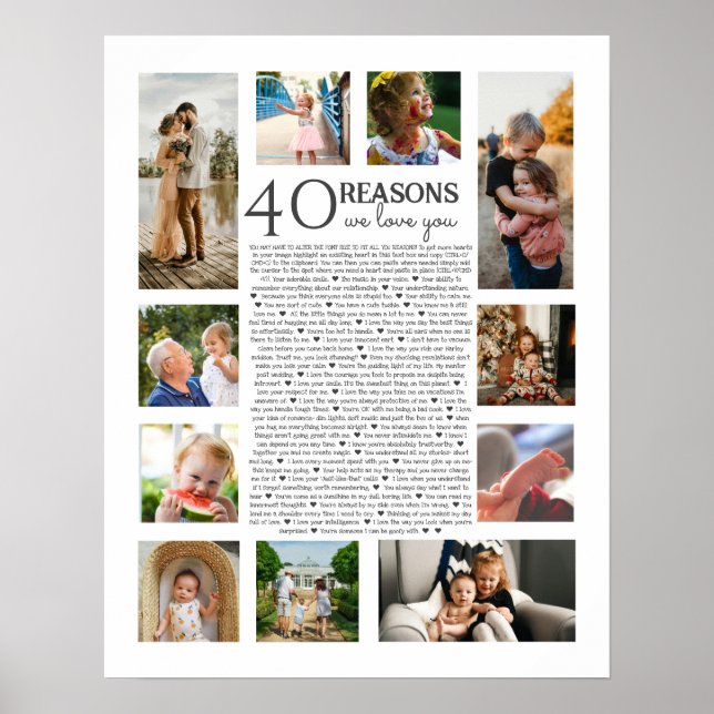 40 reasons why we love you PHOTO collage Poster (Front)