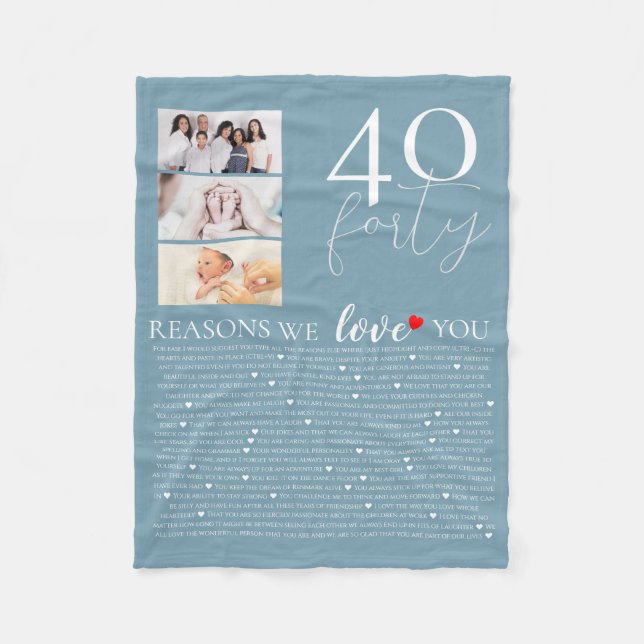 40 Reasons Why We Love You Photo Reasons  Fleece Blanket (Front)