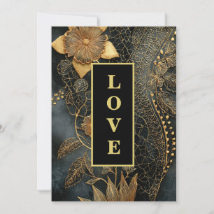 *~ 40 RSVP AR26 QR Gold Lace LOVE Vintage Wedding  Invitation