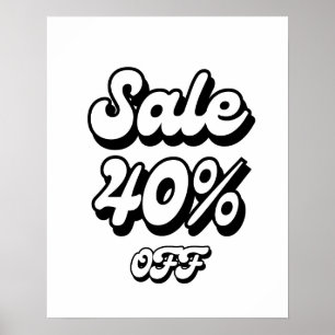 40% Sale Sign, 40% Off Discount Sign, Large Sale Poster