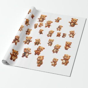 40 Teddy Bear Birthday Wrapping Paper Roll