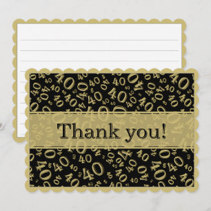 40 "Thank you! Black/Gold Random Number Pattern Thank You Card