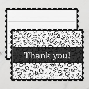 40 "Thank you!" Black/White Random Number Pattern Thank You Card