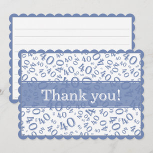 40 "Thank you!" Blue/White Random Number Pattern Thank You Card