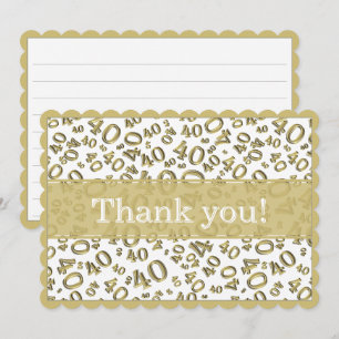40 "Thank you!" Gold/White Random Number Pattern Thank You Card