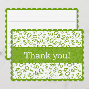 40 "Thank you!" Green/White Random Number Pattern Thank You Card