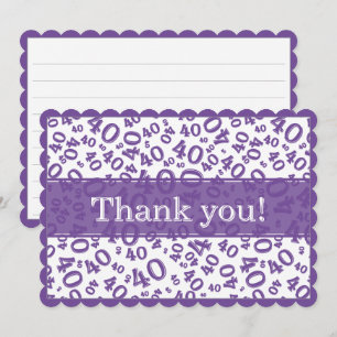 40 "Thank you!" Purple/White Random Number Pattern Thank You Card