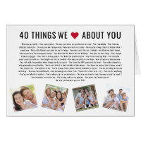 40 Things We Love About You | 40th Birthday Card
