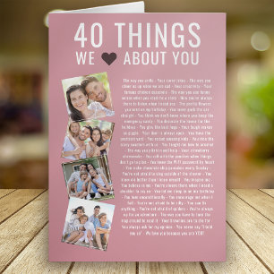 40 Things We Love About You   40th Birthday Card