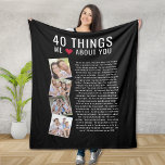 40 Things We Love About You | 40th Birthday Fleece Blanket<br><div class="desc">Looking for a unique birthday gift? Compile a list of 40 things you love about the birthday girl as she turns 40 and add some photographs to make a keepsake gift she will treasure.</div>