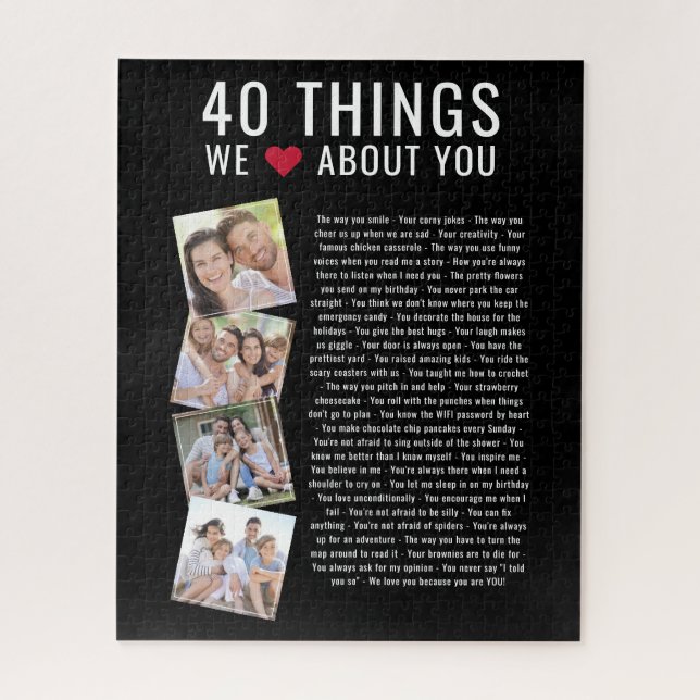 40 Things We Love About You | 40th Birthday Jigsaw Puzzle (Vertical)