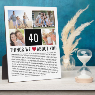 40 Things We Love About You   40th Birthday Plaque