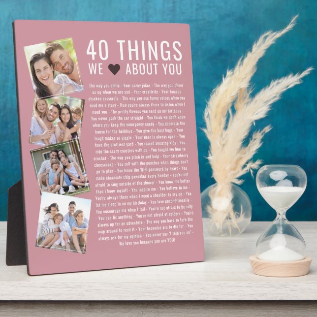 40 Things We Love About You | Birthday List Plaque (Side)