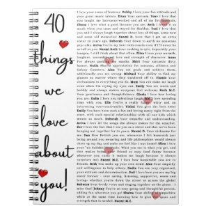 40 things we love about you! notebook