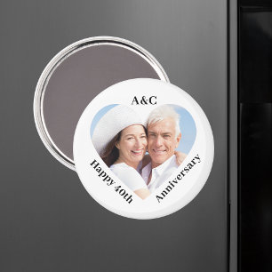 40 Wedding Anniversary Couple Keepsake Heart Photo Magnet