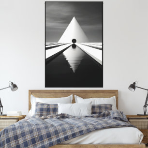 40" x 60" Abstract Black & White 3d Rendering Canvas Print