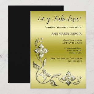 ¡40 y Fabulosa! Cumpleaños Elegante Con Gemas Invitation