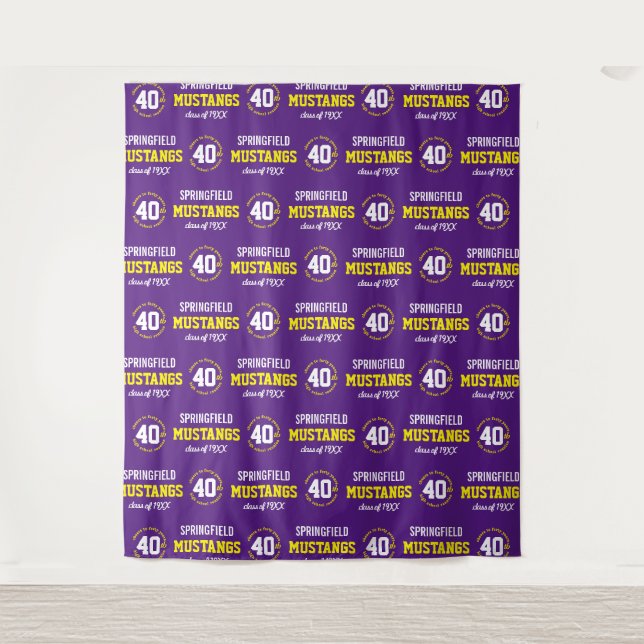 40 Year High School Reunion Step Repeat Backdrop Tapestry (Front)