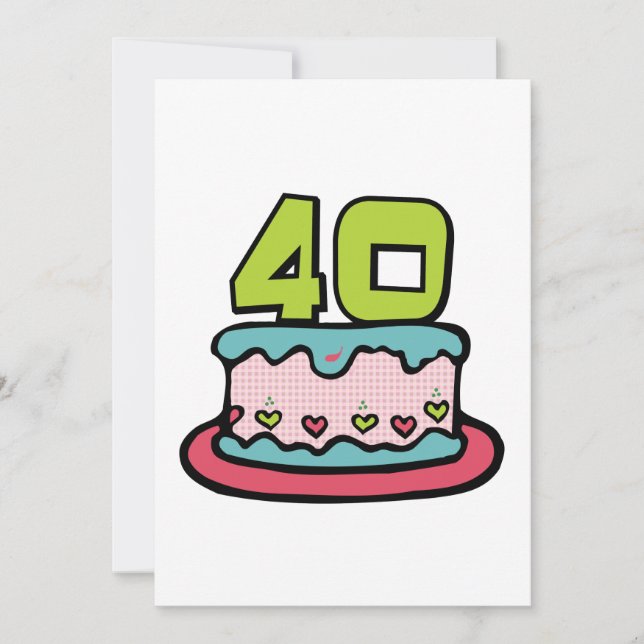 40 Year Old Birthday Cake Card (Front)