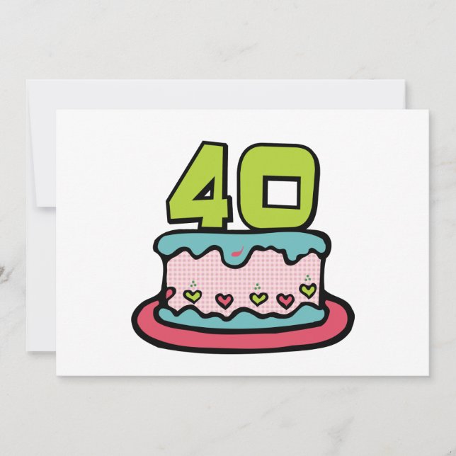 40 Year Old Birthday Cake Card (Front)