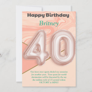 40 year old girls Happy Birthday card