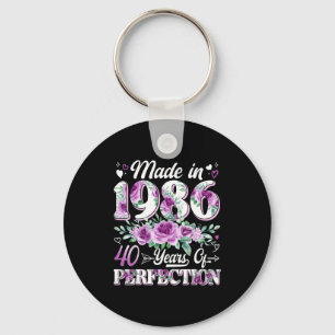 40 year old made in 1986 floral 40th birthday wome key ring