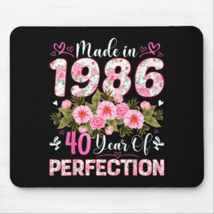 40 Year Old Made In 1986 Floral 40th Birthday Wome Mouse Pad