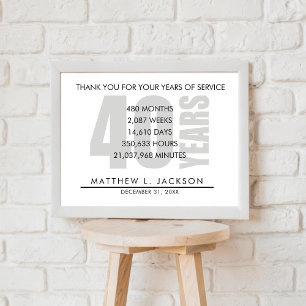 40 Year Retirement or Employee Appreciation Gift Poster