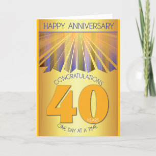 40 Year Sober Anniversary Golden Ray 12 Step Card