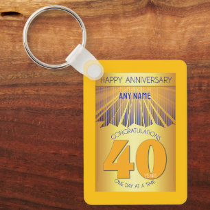 40 Year Sober Anniversary Golden Ray 12 Step Key Ring